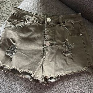 High waisted distressed shorts